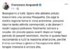 Il monito di Acquaroli: “Siamo arancioni, ma terapie intensive piene. Appello alla responsabilità. Bloccheremo eventuali focolai con provvedimenti mirati” Oggi le Marche tornano in Arancione, domani (mercoledì) riaprono le scuole, ma le terapie intensive sono piene. Un quadro che spinge il Presidente Della regione Marche Francesco Acquaroli a lanciare un monito: "Appello alla responsabilità. Bloccheremo eventuali focolai con provvedimenti mirati" Ecco il messaggio integrale: "Buongiorno a tutti. Spero che abbiate potuto trascorrere una serena Pasquetta. Da oggi la nostra regione torna in zona arancione, possono riaprire tante attività commerciali, e da domani i nostri ragazzi potranno finalmente tornare a scuola. Un piccolo passo avanti dopo un lungo periodo di pesanti restrizioni. Anche in questa fase raccomando a tutti la massima attenzione, perché il virus continua a girare e l’occupazione delle terapie intensive è ancora alta. Quando a novembre è partita la seconda ondata, le terapia intensive erano vuote. Quando poi a febbraio è arrivata la terza ondata, con la variante inglese, in terapia intensiva avevamo ricoverate in media 70 persone. Ma con i numeri di oggi, con circa 140 persone in terapia intensiva, dobbiamo assolutamente scongiurare una nuova ondata. Per questo faccio appello al senso di responsabilità e al lavoro di squadra. Oggi chiederemo un incontro a tutti i sindaci, tramite le conferenze di Area Vasta, e alle Prefetture, per rafforzare la strategia comune di contrasto al virus. L’obiettivo è fare il possibile per evitare di dover assumere ulteriori misure diffuse a livello provinciale o regionale. E siccome a differenza del mese di febbraio, quando non avevamo parametri di riferimento per analizzare la variante inglese, adesso possiamo comprendere il suo impatto più chiaramente, monitoreremo l’andamento della curva pandemica e, qualora necessario, interverremo anche comune per comune cercando di bloccare sul nascere eventuali focolai, per salvaguardare il più possibile sia la salute e la sicurezza dei cittadini che le attività economiche. Abbiamo un mese difficile davanti e dobbiamo tutti esserne consapevoli. Il nostro obiettivo è di arrivare bene ai mesi di maggio e giugno, considerando dall’altra parte anche l’incremento della campagna vaccinale nelle prossime settimane e sperando in future minori restrizioni dal livello centrale. Noi faremo la nostra parte ma occorre la collaborazione di tutti".