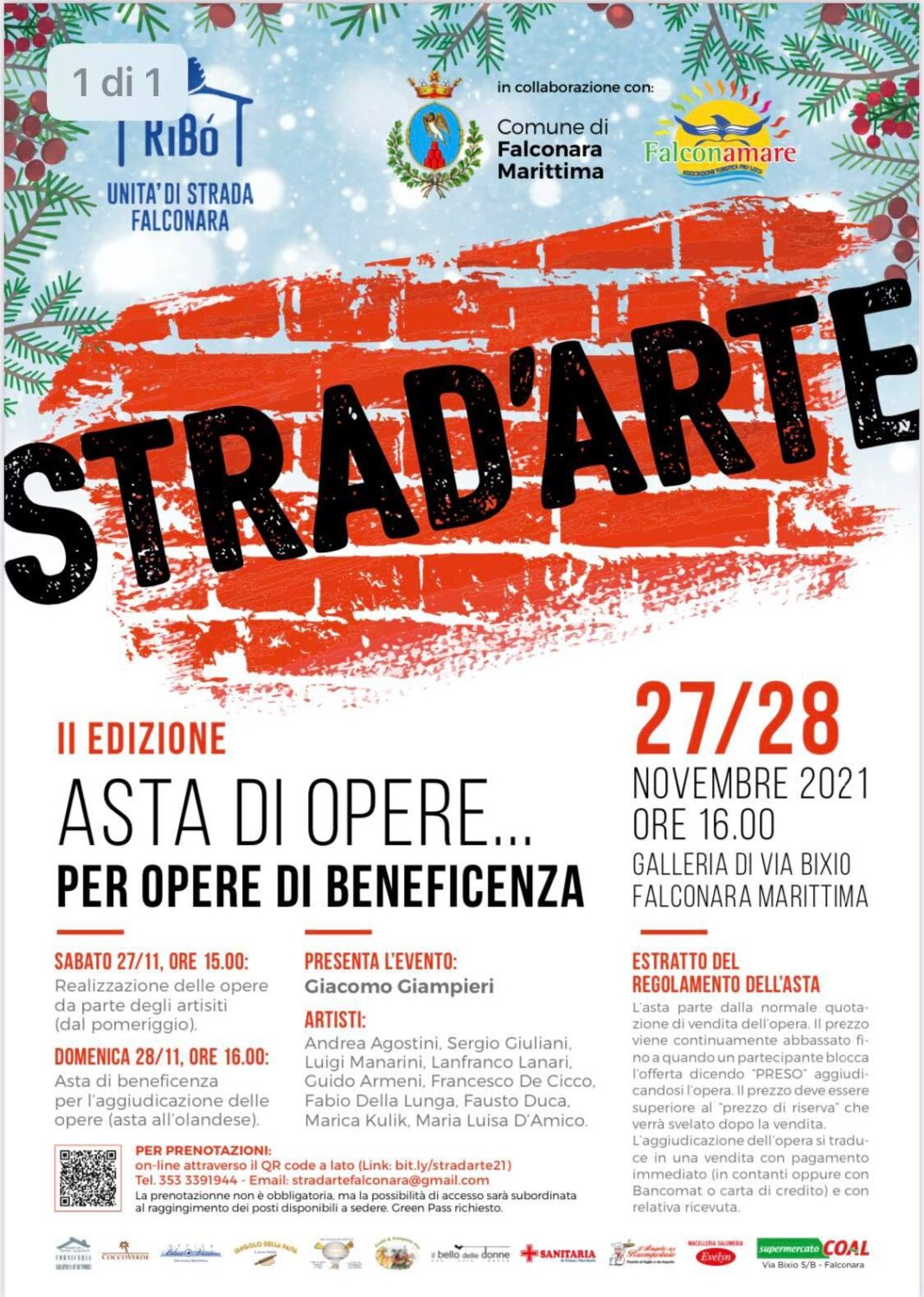 Strad'arte: asta di opere... per opere di beneficenza. Oggi a Falconara l'arte che fa del bene Strad'arte: asta di opere... per opere di beneficenza. Oggi a Falconara l'arte che fa del bene