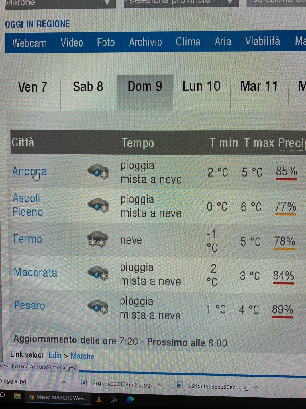 Anticiclone addio: crollo delle temperature con vista... neve. Domenica fiocchi attesi anche in pianura sulle Marche, ecco dove