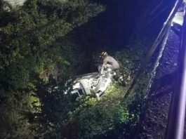 Tragedia sfiorata a Fano: auto con tre ragazzi a bordo vola dalla strada e precipita nel fiume in secca