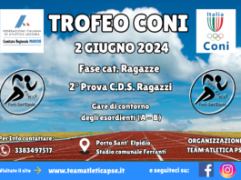 Atletica, il 2 giugno trofeo Coni a Porto Sant’Elpidio