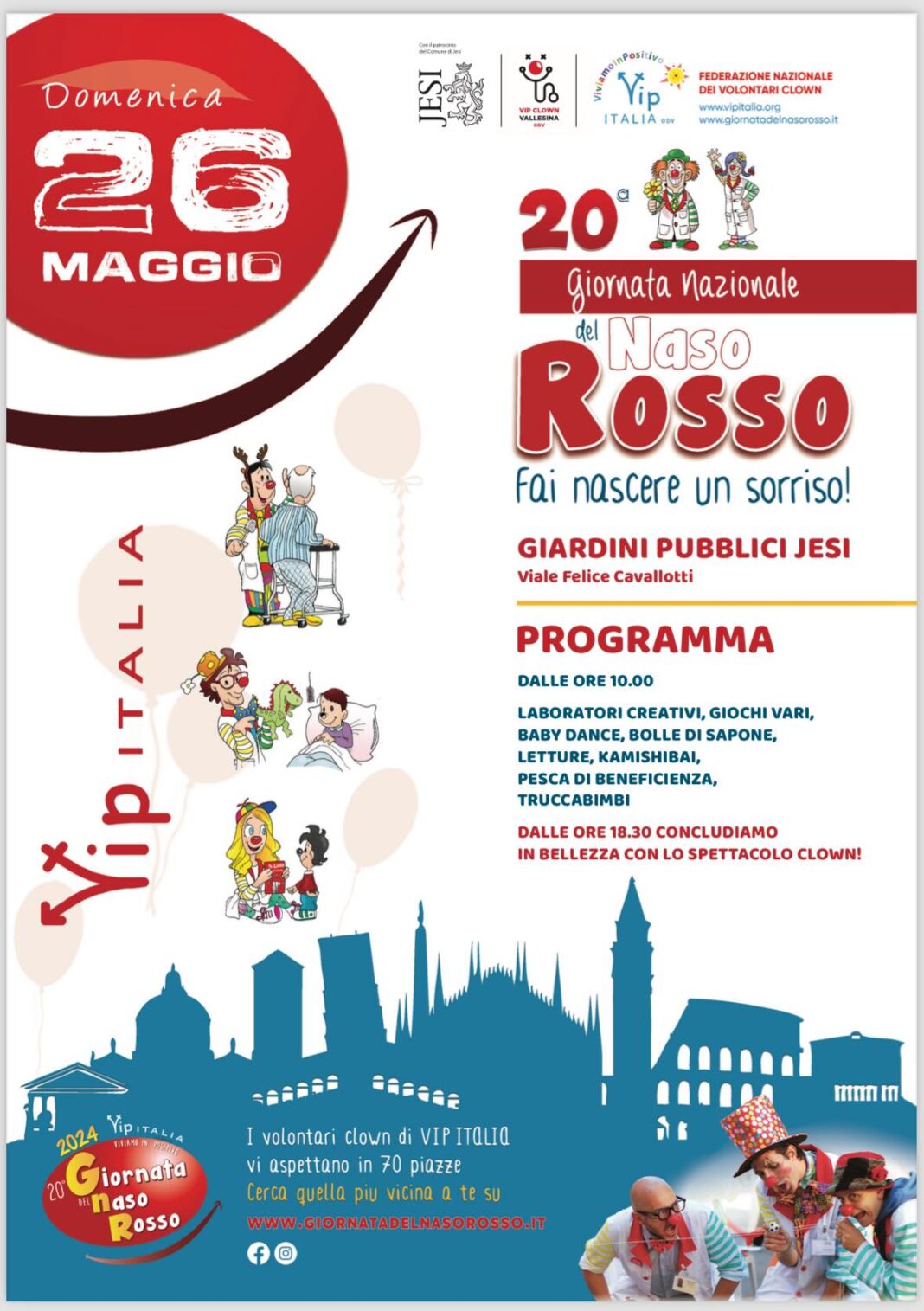 Il sorriso come cura: a Jesi grande festa per la 20a Giornata Nazionale del Naso Rosso. Il programma