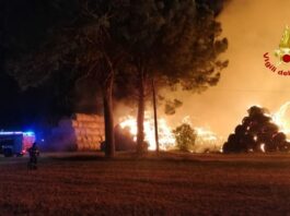 Montelabbate, a fuoco tonnellate di rotoballe