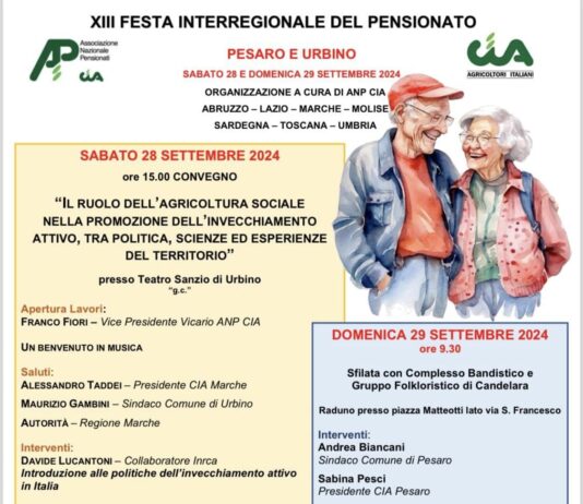 Reddito, sanità, valori: nelle Marche la Festa Interregionale del Pensionato. Due giorni di lavori tra Urbino e Pesaro, con il contributo scientifico dell’Inrca cia marche pensionati ètv maurizio socci naturalmente cia