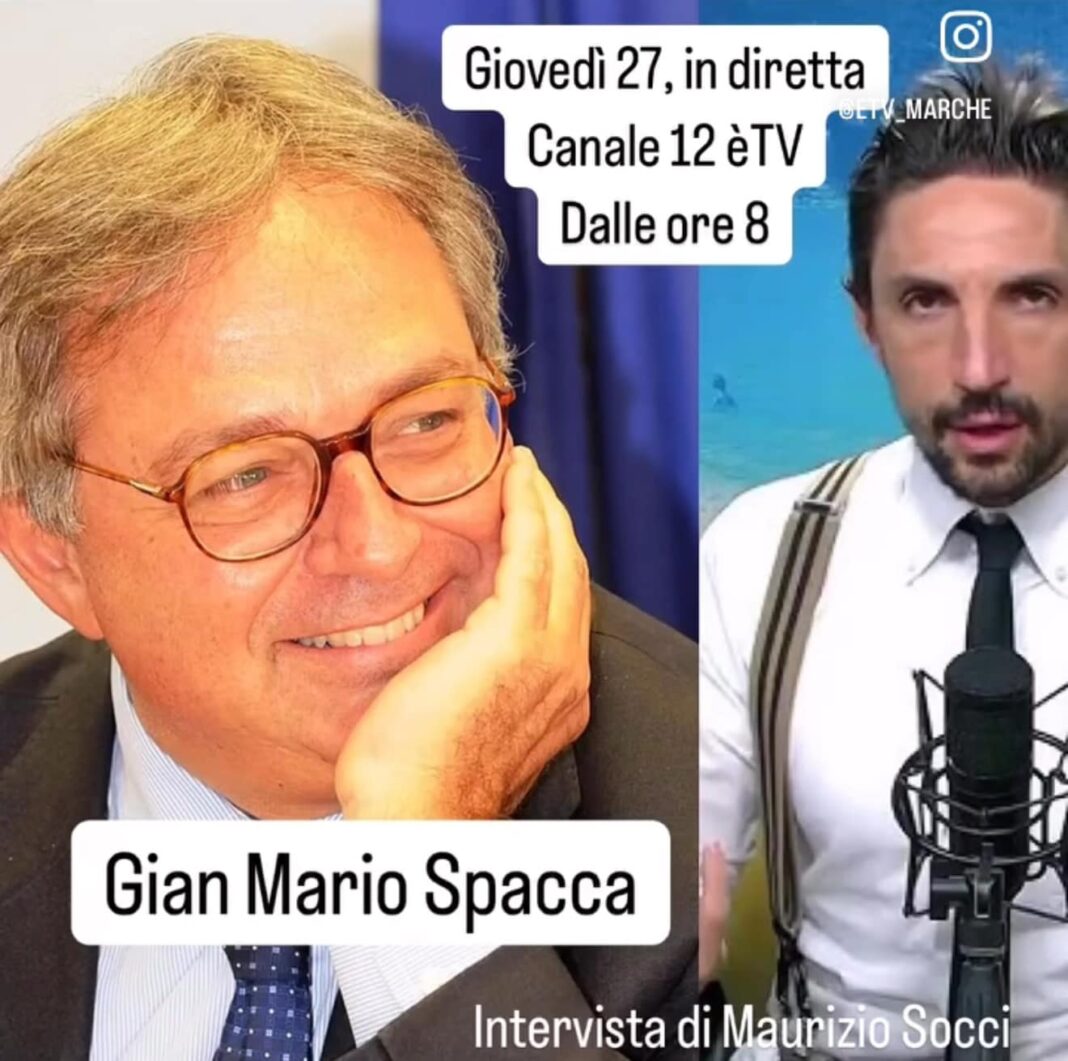 Gian Mario Spacca intervista Maurizio Socci ètv canale 12 osimo ricci acquaroli
