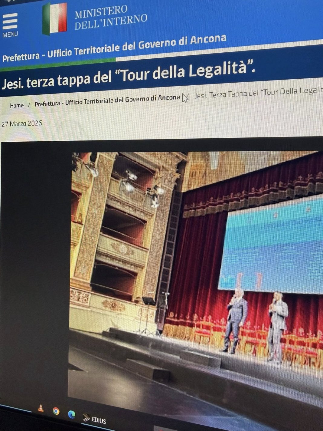 Prefettura Ancona tour legalità Maurizio Socci Teatro giovani