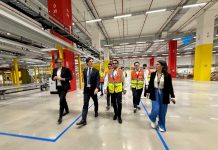 Acquaroli visita il nuovo centro Amazon di Jesi, sarà operativo a luglio
