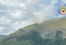 Incendio boschivo a Bolognola, intervento dei vigili del fuoco